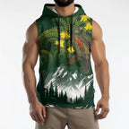 Kea Bird Kowhai New Zealand Sleeveless Hoodie Mountain Landscape Maori Art