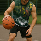 Kea Bird Kowhai New Zealand Sleeveless Hoodie Mountain Landscape Maori Art