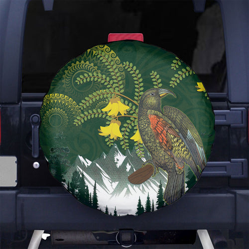 Kea Bird Kowhai New Zealand Spare Tire Cover Mountain Landscape Maori Art