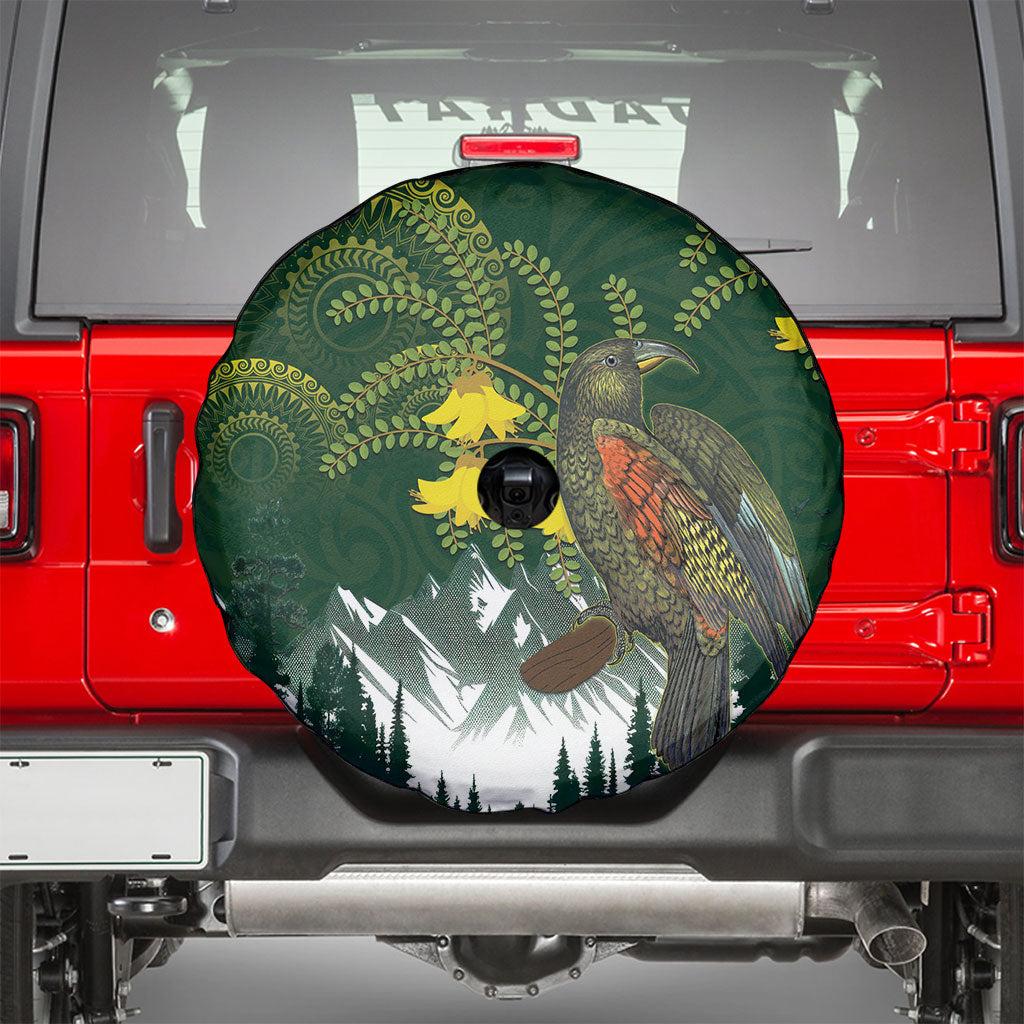 Kea Bird Kowhai New Zealand Spare Tire Cover Mountain Landscape Maori Art