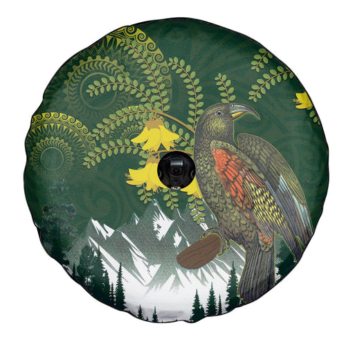 Kea Bird Kowhai New Zealand Spare Tire Cover Mountain Landscape Maori Art