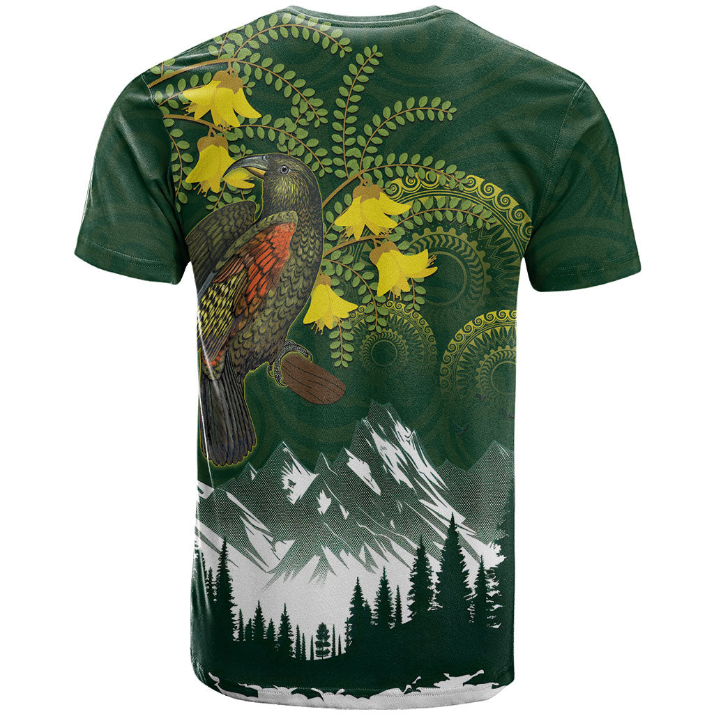 Kea Bird Kowhai New Zealand T Shirt Mountain Landscape Maori Art