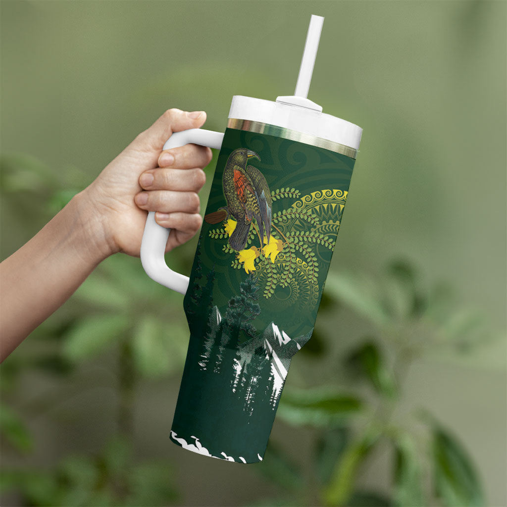 Kea Bird Kowhai New Zealand Tumbler With Handle Mountain Landscape Maori Art
