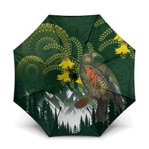 Kea Bird Kowhai New Zealand Umbrella Mountain Landscape Maori Art