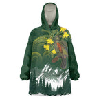 Kea Bird Kowhai New Zealand Wearable Blanket Hoodie Mountain Landscape Maori Art