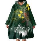 Kea Bird Kowhai New Zealand Wearable Blanket Hoodie Mountain Landscape Maori Art