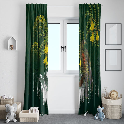 Kea Bird Kowhai New Zealand Window Curtain Mountain Landscape Maori Art