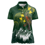 Kea Bird Kowhai New Zealand Women Polo Shirt Mountain Landscape Maori Art