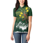 Kea Bird Kowhai New Zealand Women Polo Shirt Mountain Landscape Maori Art