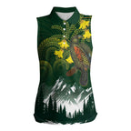 Kea Bird Kowhai New Zealand Women Sleeveless Polo Shirt Mountain Landscape Maori Art