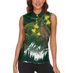 Kea Bird Kowhai New Zealand Women Sleeveless Polo Shirt Mountain Landscape Maori Art