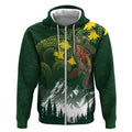 Kea Bird Kowhai New Zealand Zip Hoodie Mountain Landscape Maori Art