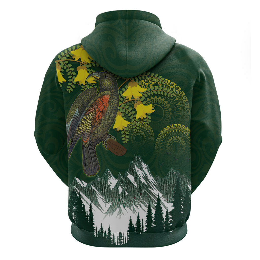 Kea Bird Kowhai New Zealand Zip Hoodie Mountain Landscape Maori Art