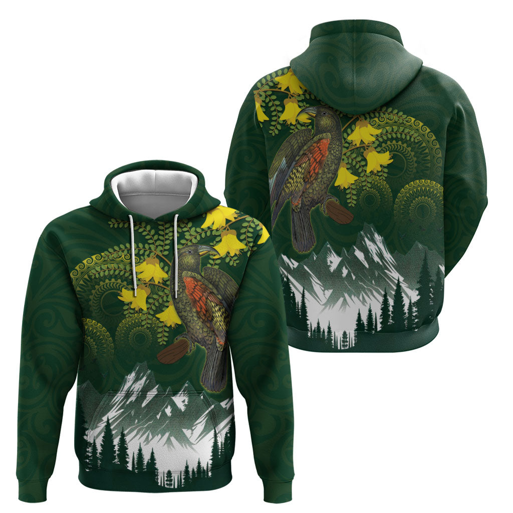 Kea Bird Kowhai New Zealand Zip Hoodie Mountain Landscape Maori Art