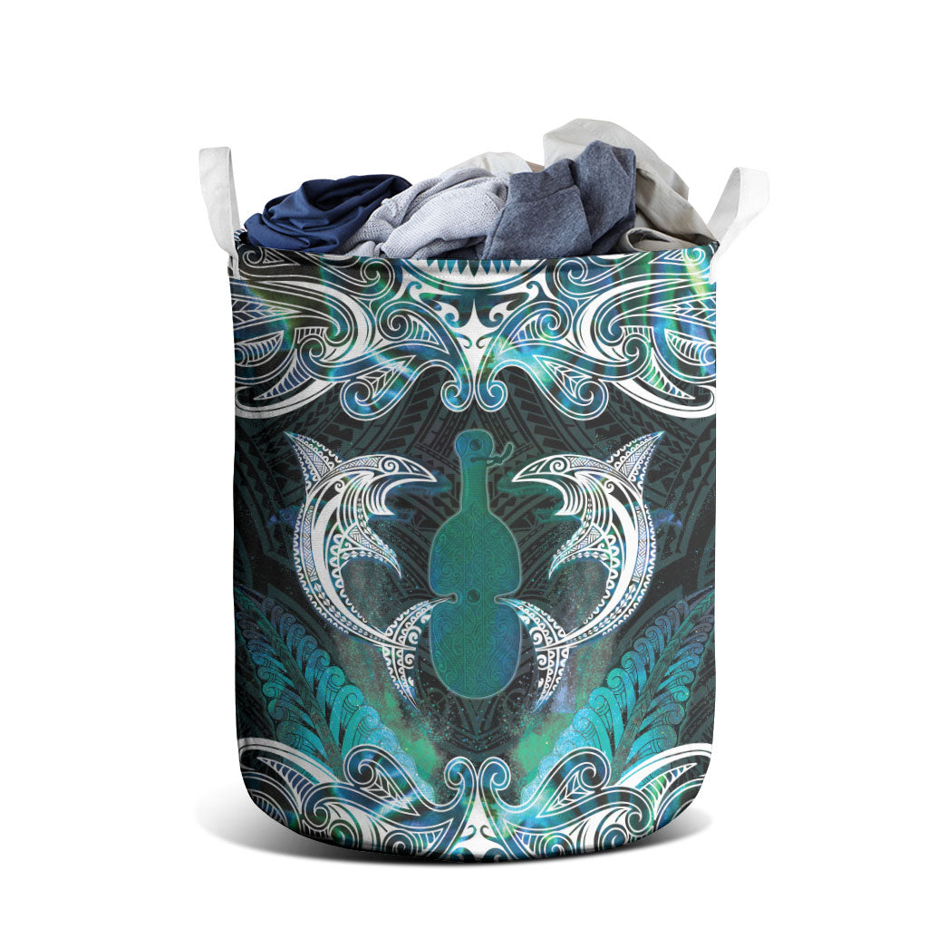 New Zealand Kotiate Weapon Laundry Basket Aotearoa Mango Paua Shell Maori Pattern