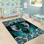 New Zealand Kotiate Weapon Area Rug Aotearoa Mango Paua Shell Maori Pattern