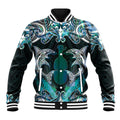 New Zealand Kotiate Weapon Baseball Jacket Aotearoa Mango Paua Shell Maori Pattern