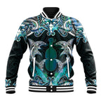 New Zealand Kotiate Weapon Baseball Jacket Aotearoa Mango Paua Shell Maori Pattern