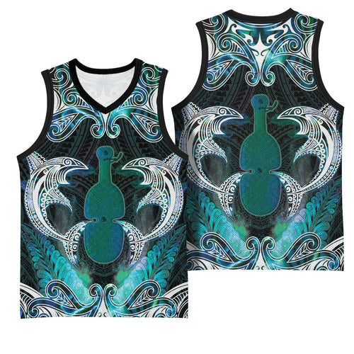 New Zealand Kotiate Weapon Basketball Jersey Aotearoa Mango Paua Shell Maori Pattern