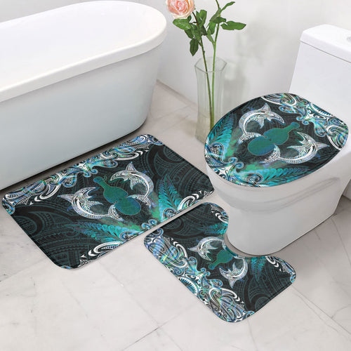 New Zealand Kotiate Weapon Bathroom Set Aotearoa Mango Paua Shell Maori Pattern