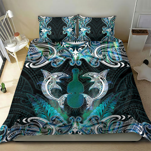 New Zealand Kotiate Weapon Bedding Set Aotearoa Mango Paua Shell Maori Pattern