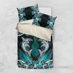 New Zealand Kotiate Weapon Bedding Set Aotearoa Mango Paua Shell Maori Pattern