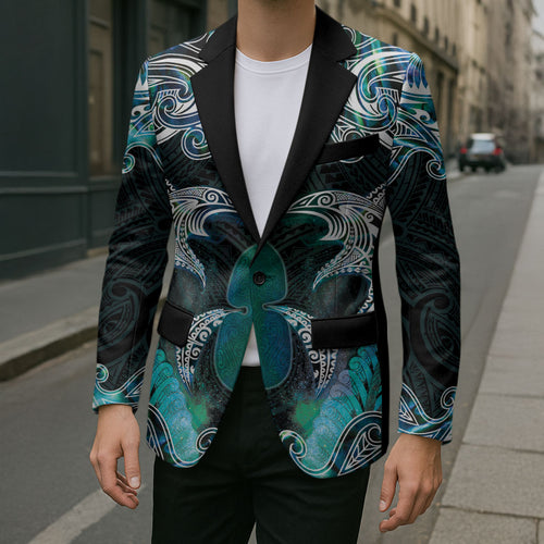 New Zealand Kotiate Weapon Blazer Aotearoa Mango Paua Shell Maori Pattern