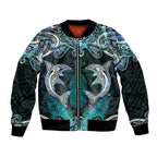 New Zealand Kotiate Weapon Bomber Jacket Aotearoa Mango Paua Shell Maori Pattern