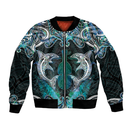 New Zealand Kotiate Weapon Bomber Jacket Aotearoa Mango Paua Shell Maori Pattern