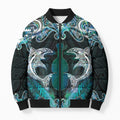 New Zealand Kotiate Weapon Bomber Puffer Jacket Aotearoa Mango Paua Shell Maori Pattern