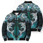 New Zealand Kotiate Weapon Bomber Puffer Jacket Aotearoa Mango Paua Shell Maori Pattern