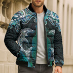 New Zealand Kotiate Weapon Bomber Puffer Jacket Aotearoa Mango Paua Shell Maori Pattern
