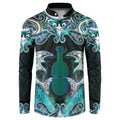 New Zealand Kotiate Weapon Button Sweatshirt Aotearoa Mango Paua Shell Maori Pattern