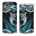 New Zealand Kotiate Weapon 4 in 1 Can Cooler Tumbler Aotearoa Mango Paua Shell Maori Pattern