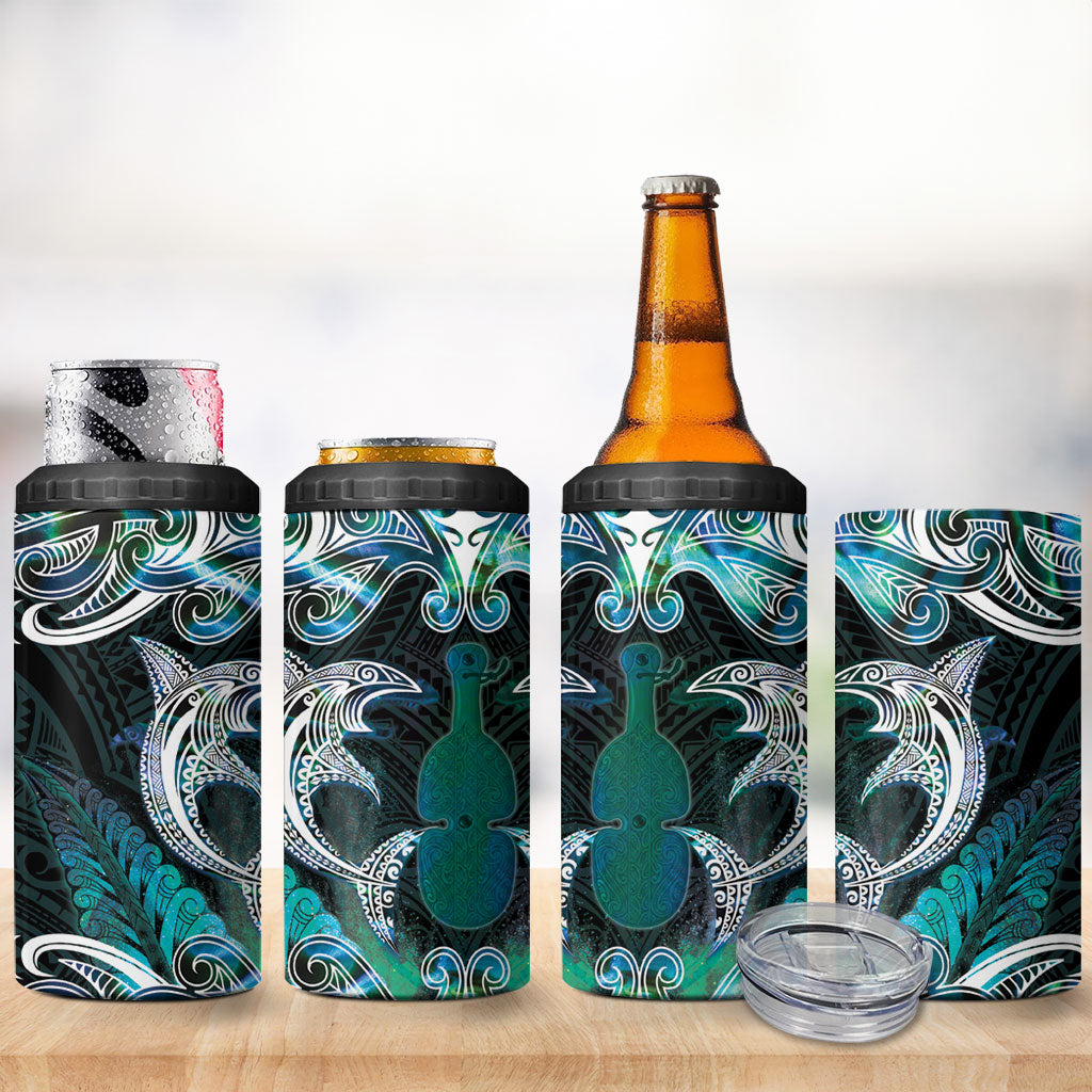 New Zealand Kotiate Weapon 4 in 1 Can Cooler Tumbler Aotearoa Mango Paua Shell Maori Pattern