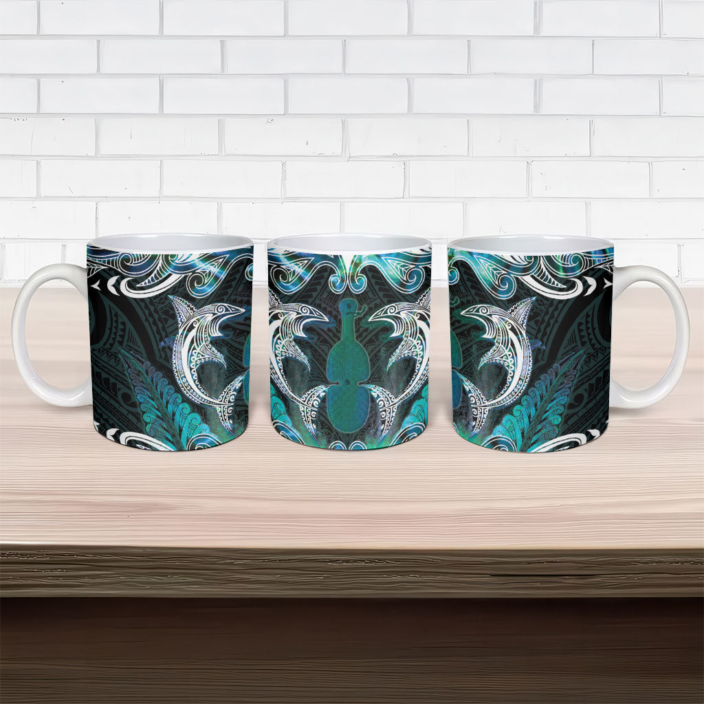 New Zealand Kotiate Weapon Ceramic Mug Aotearoa Mango Paua Shell Maori Pattern