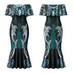 New Zealand Kotiate Weapon Couples Matching Mermaid Dress and Hawaiian Shirt Aotearoa Mango Paua Shell Maori Pattern LT22