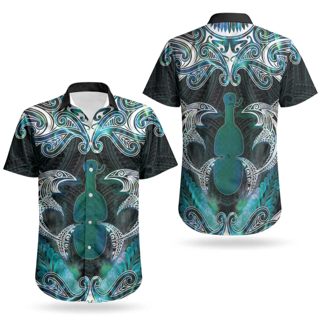 New Zealand Kotiate Weapon Couples Matching Off Shoulder Short Dress and Hawaiian Shirt Aotearoa Mango Paua Shell Maori Pattern LT22