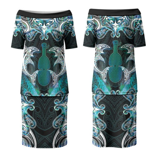 New Zealand Kotiate Weapon Couples Matching Puletasi and Hawaiian Shirt Aotearoa Mango Paua Shell Maori Pattern LT22