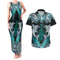 New Zealand Kotiate Weapon Couples Matching Tank Maxi Dress and Hawaiian Shirt Aotearoa Mango Paua Shell Maori Pattern