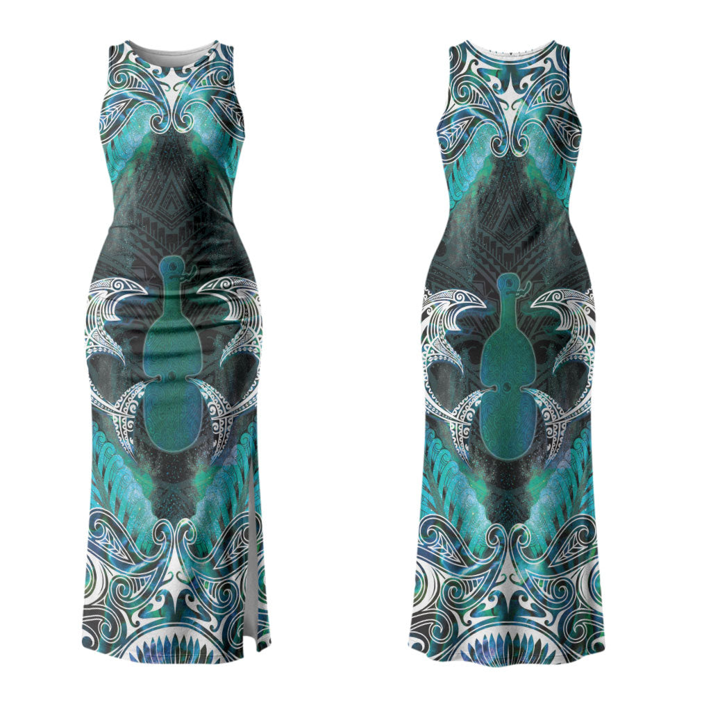New Zealand Kotiate Weapon Couples Matching Tank Maxi Dress and Hawaiian Shirt Aotearoa Mango Paua Shell Maori Pattern LT22