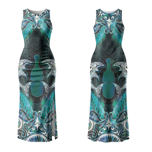 New Zealand Kotiate Weapon Couples Matching Tank Maxi Dress and Hawaiian Shirt Aotearoa Mango Paua Shell Maori Pattern LT22