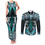 New Zealand Kotiate Weapon Couples Matching Tank Maxi Dress and Long Sleeve Button Shirt Aotearoa Mango Paua Shell Maori Pattern