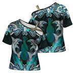 New Zealand Kotiate Weapon Cross Shoulder Shirt Aotearoa Mango Paua Shell Maori Pattern