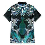 New Zealand Kotiate Weapon Family Matching Off Shoulder Maxi Dress and Hawaiian Shirt Aotearoa Mango Paua Shell Maori Pattern