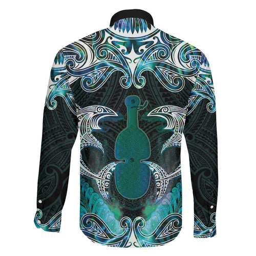 New Zealand Kotiate Weapon Family Matching Off Shoulder Maxi Dress and Hawaiian Shirt Aotearoa Mango Paua Shell Maori Pattern