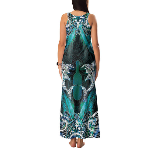 New Zealand Kotiate Weapon Family Matching Tank Maxi Dress and Hawaiian Shirt Aotearoa Mango Paua Shell Maori Pattern