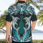 New Zealand Kotiate Weapon Hawaiian Shirt Aotearoa Mango Paua Shell Maori Pattern