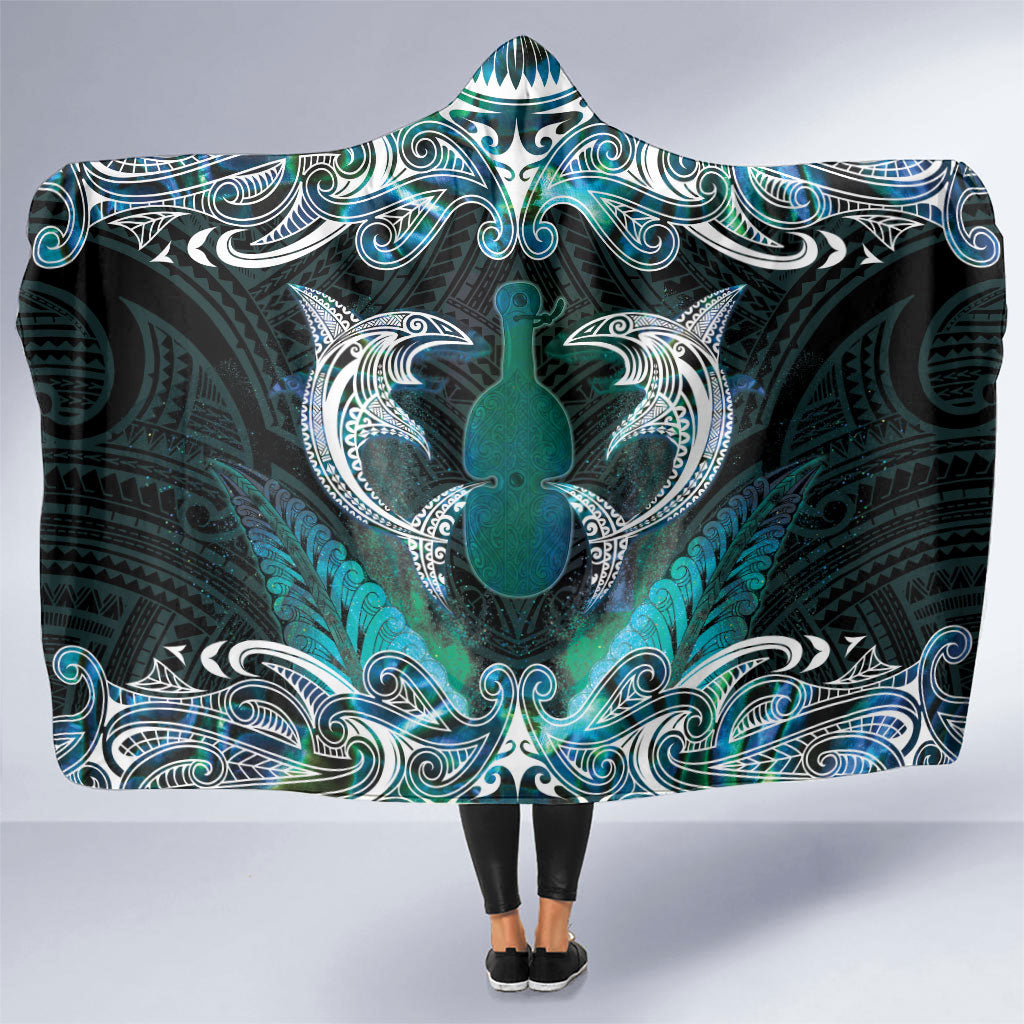 New Zealand Kotiate Weapon Hooded Blanket Aotearoa Mango Paua Shell Maori Pattern