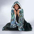 New Zealand Kotiate Weapon Hooded Blanket Aotearoa Mango Paua Shell Maori Pattern